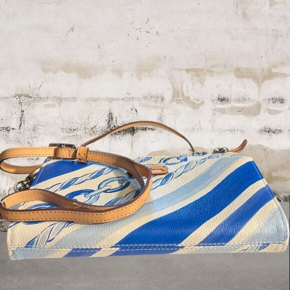 Brighton CRUZ Chain Strap Cross Body Pouch Purse Nautical Leather Blue White NWT - Picture 7 of 8